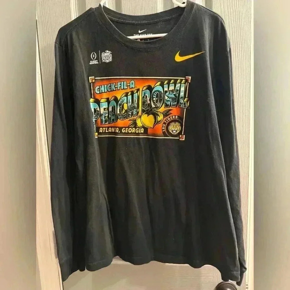 LSU TIGERS Nike Peach Bowl long sleeve Chick-Fil-A Atlanta t shirt size Medium - Picture 1 of 5